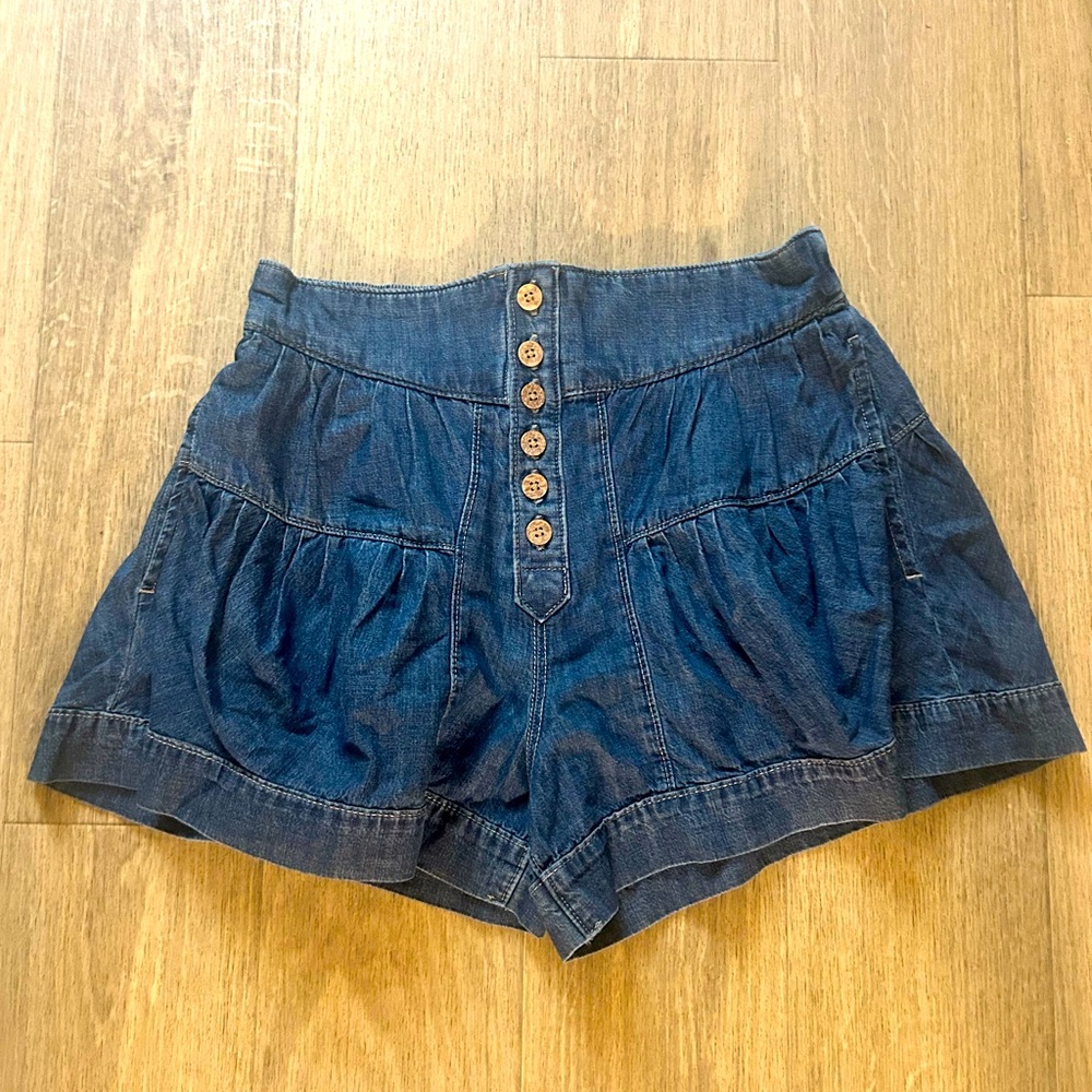 FREE PEOPLE We the Free True Blue Fleur Denim Shorts